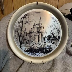 Disneyland Sleeping Beauty Castle Decorative Wall Plate - Silver/Black